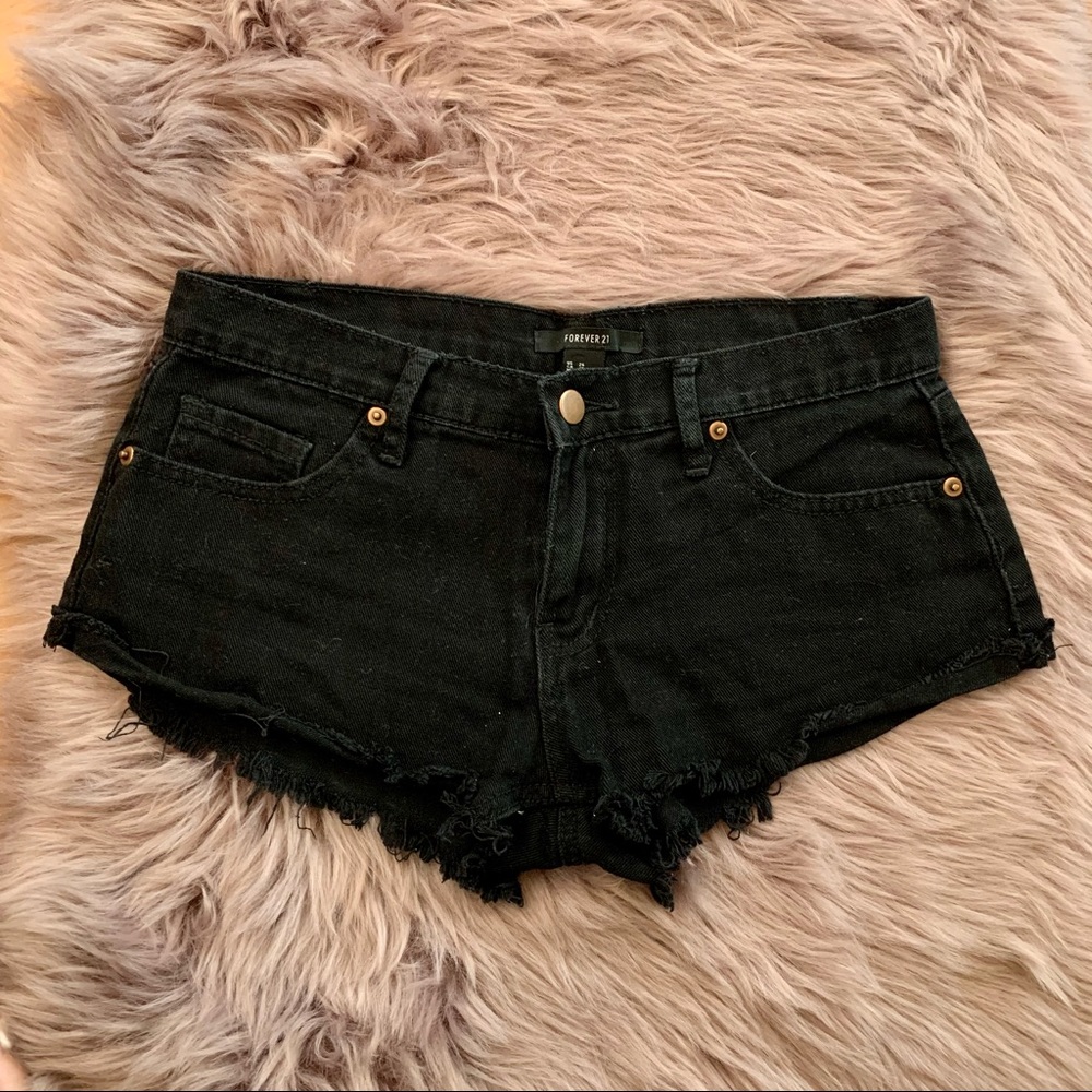 Black Denim Cut Off Short Shorts